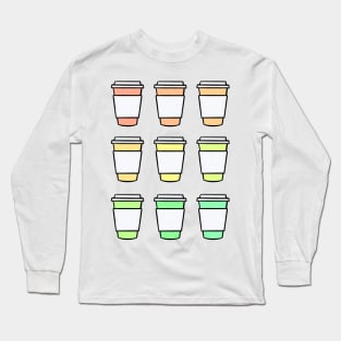 Coffee Cup Set Long Sleeve T-Shirt